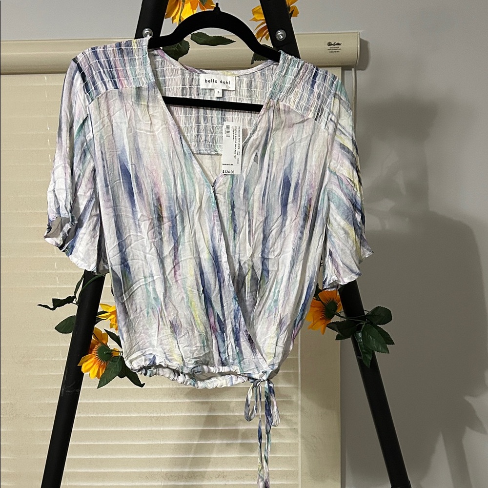Anthropologie Pastel Watercolor Wrap Blouse